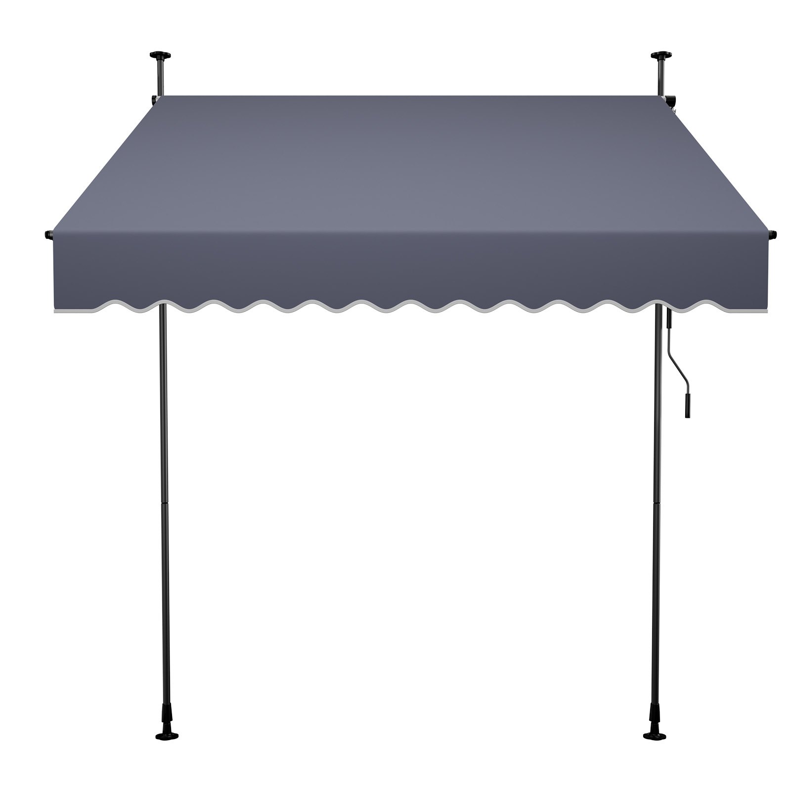 VEVOR Toldo Manual Retráctil 200 cm, Toldo Enrollable Exterior, Altura Ajustable de 210 - 310 cm, Manivela Articulada, Protección Solar UV, Instalación sin Taladro, para Jardín Patio Balcón Terraza