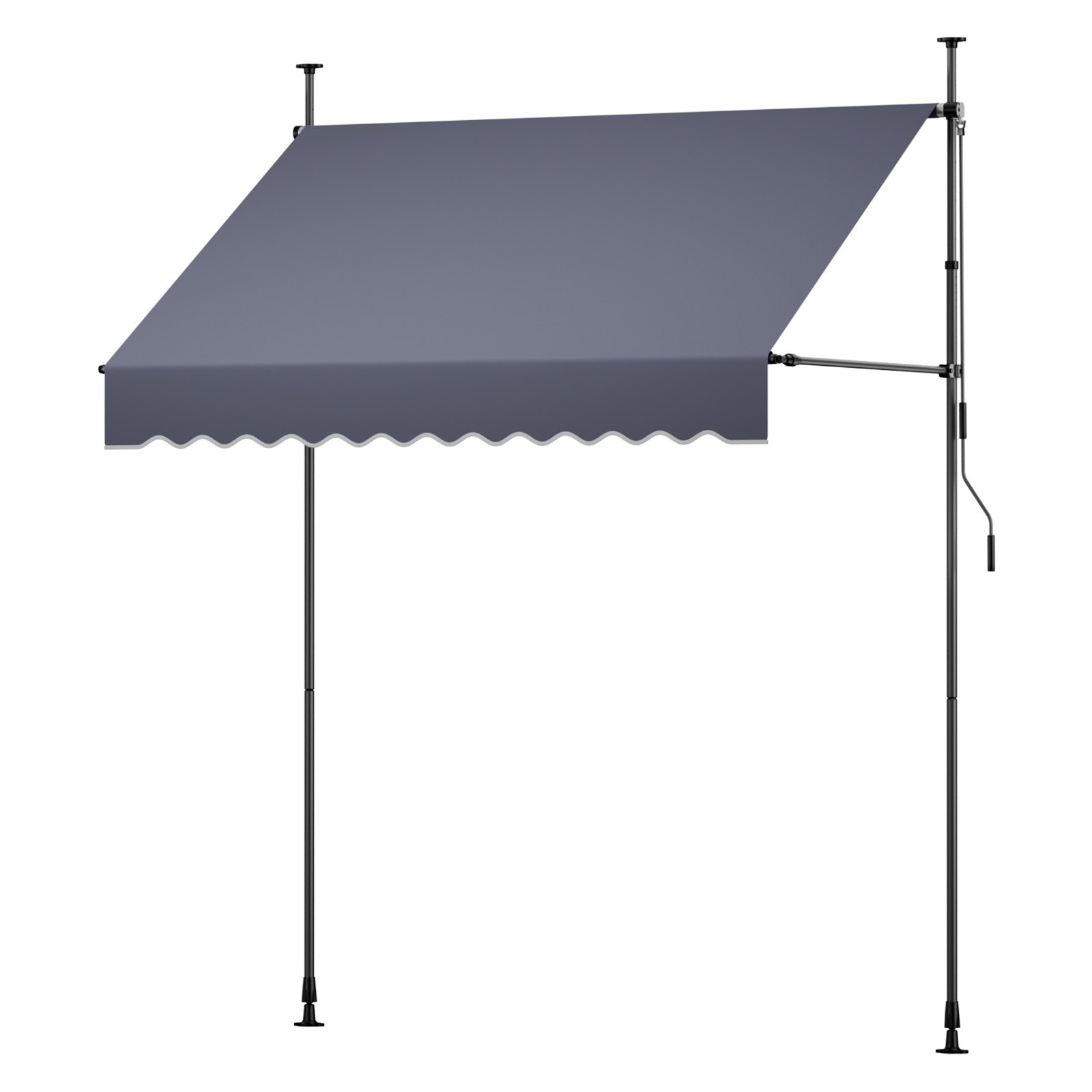 VEVOR Toldo Manual Retráctil 200 cm, Toldo Enrollable Exterior, Altura Ajustable de 210 - 310 cm, Manivela Articulada, Protección Solar UV, Instalación sin Taladro, para Jardín Patio Balcón Terraza
