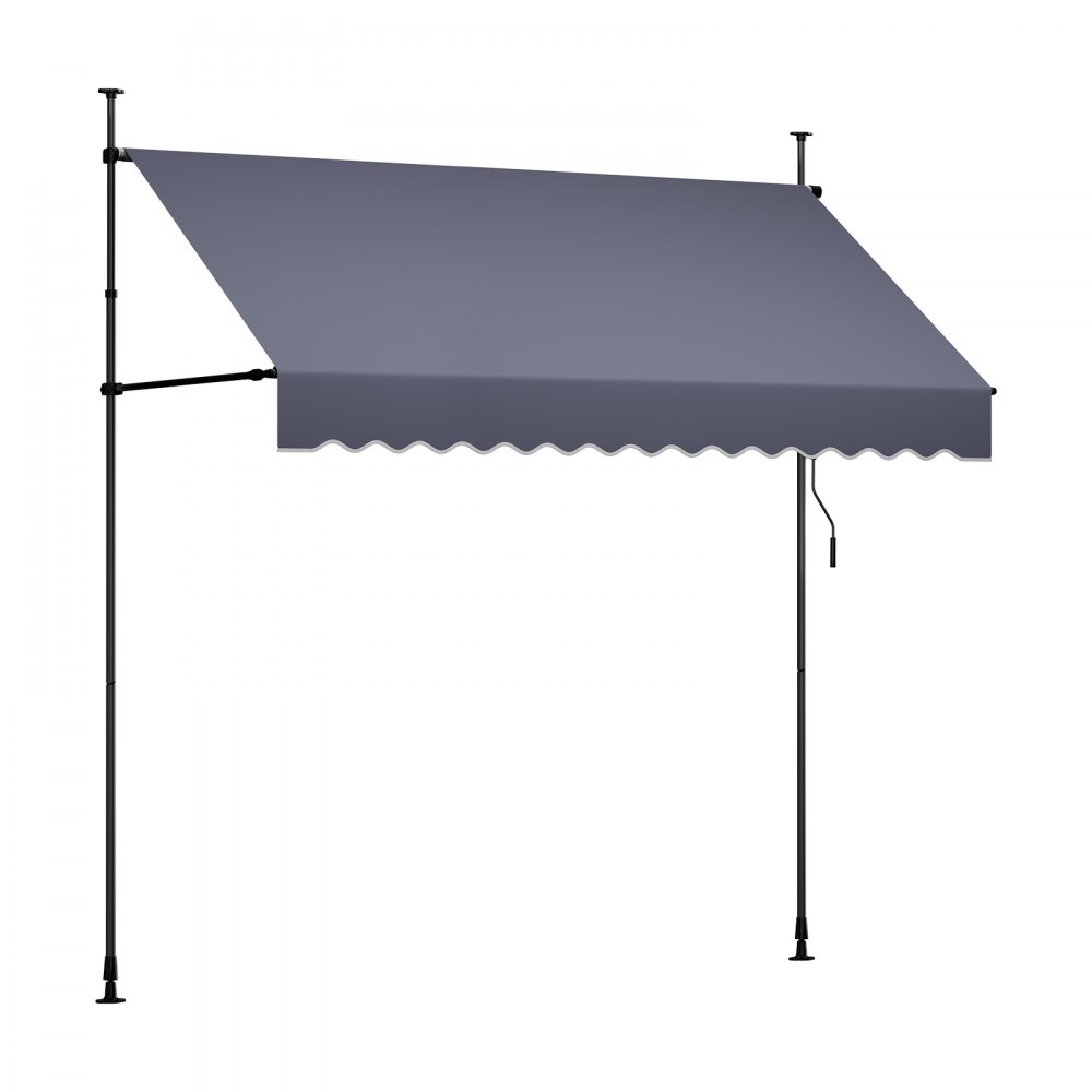 VEVOR Toldo Manual Retráctil 250 cm, Toldo Enrollable Exterior, Altura Ajustable, Protección Solar UV, Estructura de Aluminio, Manivela Articulada, Instalación sin Taladro, Parasol para Jardín Balcón