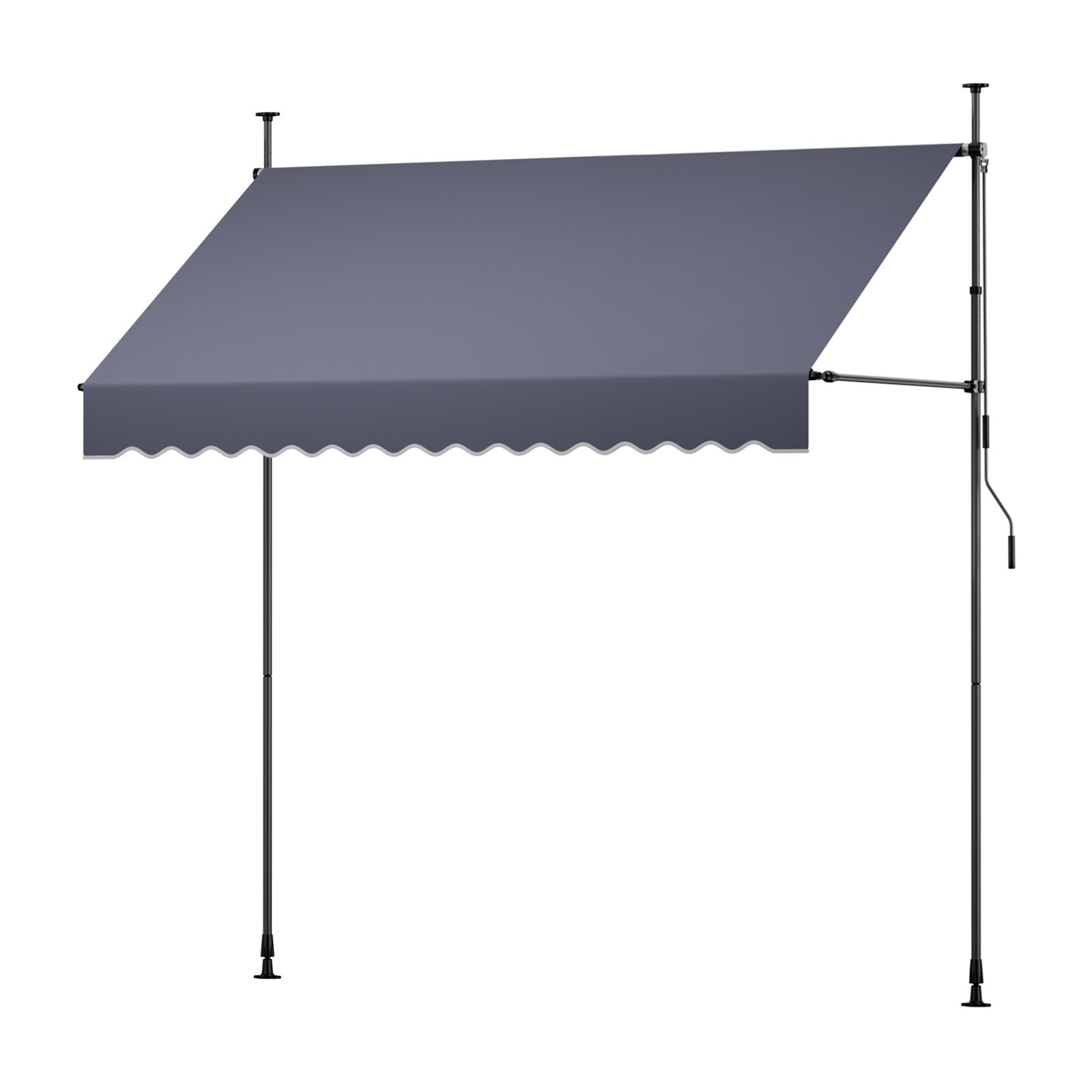 VEVOR Toldo Manual Retráctil 250 cm, Toldo Enrollable Exterior, Altura Ajustable, Protección Solar UV, Estructura de Aluminio, Manivela Articulada, Instalación sin Taladro, Parasol para Jardín Balcón