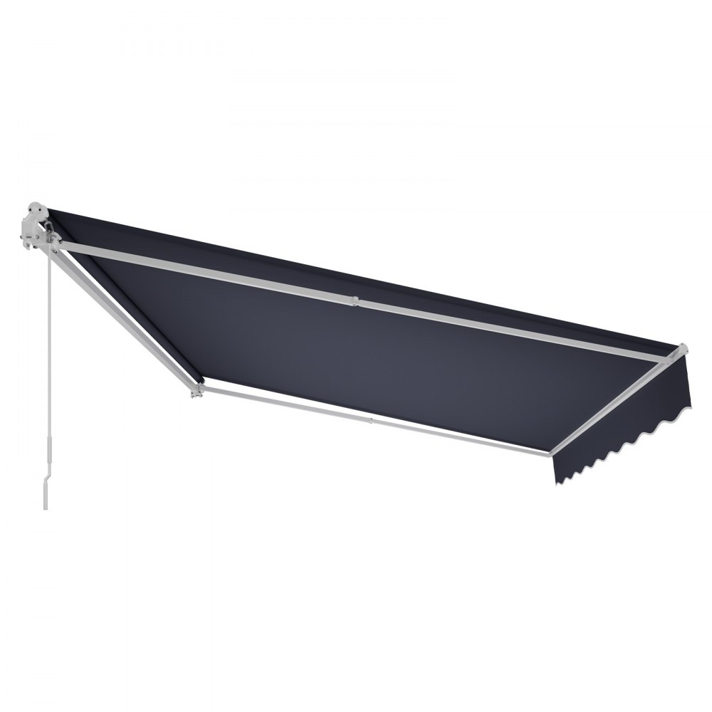 VEVOR Toldo Manual Retráctil 400 x 300 cm, Toldo Enrollable Exterior, Parasol Impermeable con Manivela Articulada, Protección Solar, Ángulo Ajustable, para Patio Balcón Terraza Ventana, Gris Oscuro