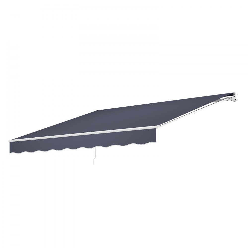 VEVOR Toldo Manual Retráctil 400 x 300 cm, Toldo Enrollable Exterior, Parasol Impermeable con Manivela Articulada, Protección Solar, Ángulo Ajustable, para Patio Balcón Terraza Ventana, Gris Oscuro