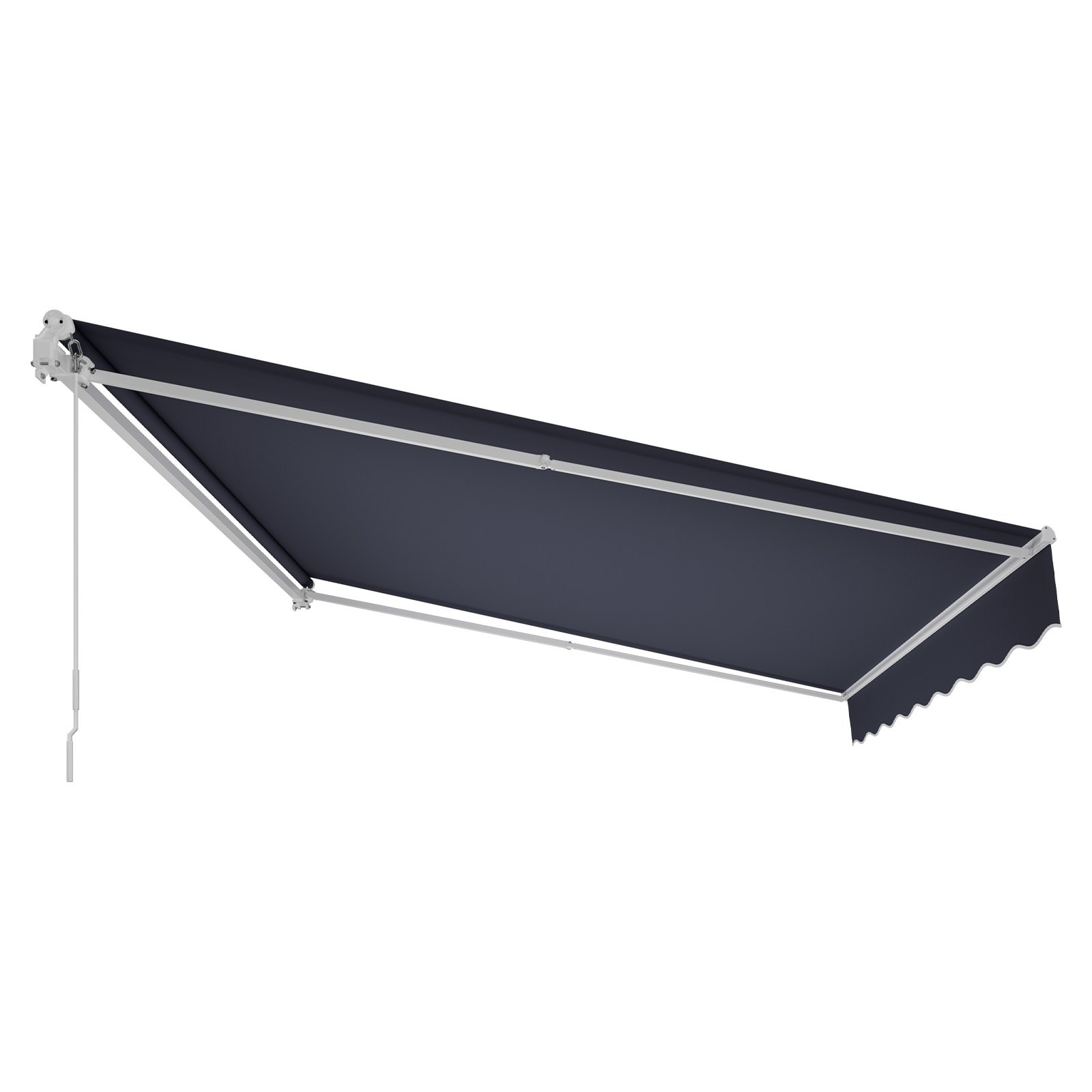 VEVOR Toldo Manual Retráctil 400 x 300 cm, Toldo Enrollable Exterior, Parasol Impermeable con Manivela Articulada, Protección Solar, Ángulo Ajustable, para Patio Balcón Terraza Ventana, Gris Oscuro
