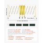VEVOR Barricada Extensible de 5,46 m, Valla de Seguridad Plegable, Barrera Metálica Portátil con Rueda y Freno, Aleación de Aluminio, para Patio Construcción Control de Espacios, Color Negro Amarillo