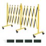 VEVOR Double Expandable Barricades, 5.46m Industrial Safety Barriers, Flexible Mobile Barricade with Locking Casters, Portable Folding Security Gate Metal Traffic Fence for Driveway Warehouse Elevator