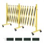 VEVOR Double Expandable Barricades, 7.66m Industrial Safety Barriers, Flexible Mobile Barricade with Locking Casters, Portable Folding Security Gate Metal Traffic Fence for Driveway Warehouse Elevator