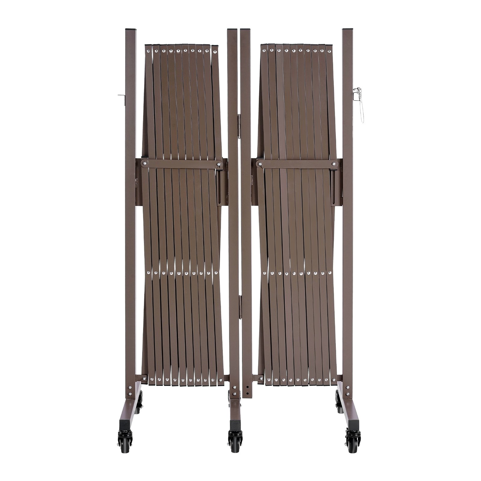 VEVOR Barricada Extensible de 8,18 m, Barrera de Seguridad Plegable, 2 Verjas Giratorias, con Ruedas y Frenos, de Aleación de Aluminio, para Jardín Patio Construcción Control de Espacios, Color Marrón