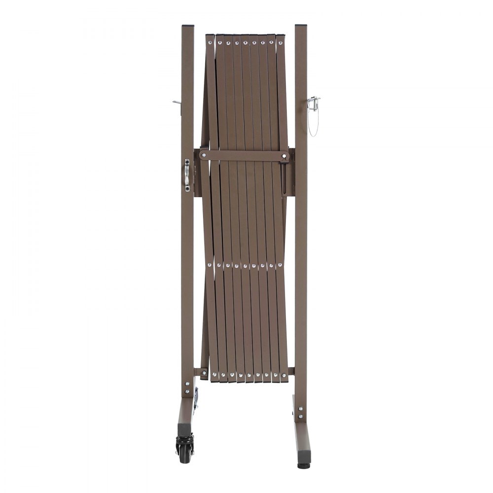 VEVOR Barricada Extensible de 3,07 m, Barrera de Seguridad Plegable, Valla Metálica Portátil con Rueda y Freno, Aleación de Aluminio, para Jardín Patio Construcción Control de Espacios, Color Marrón