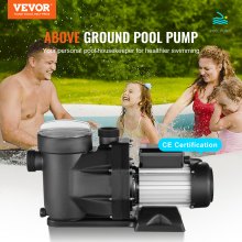 VEVOR Bomba para Piscina 1,5 HP, 1100 W, bomba para piscina elevada, caudal máximo de 27800 L/H, bomba de doble velocidad, 220 V-240 V, 1450/2860 RPM, para piscinas elevadas, spas, aguas termales, sistemas de riego