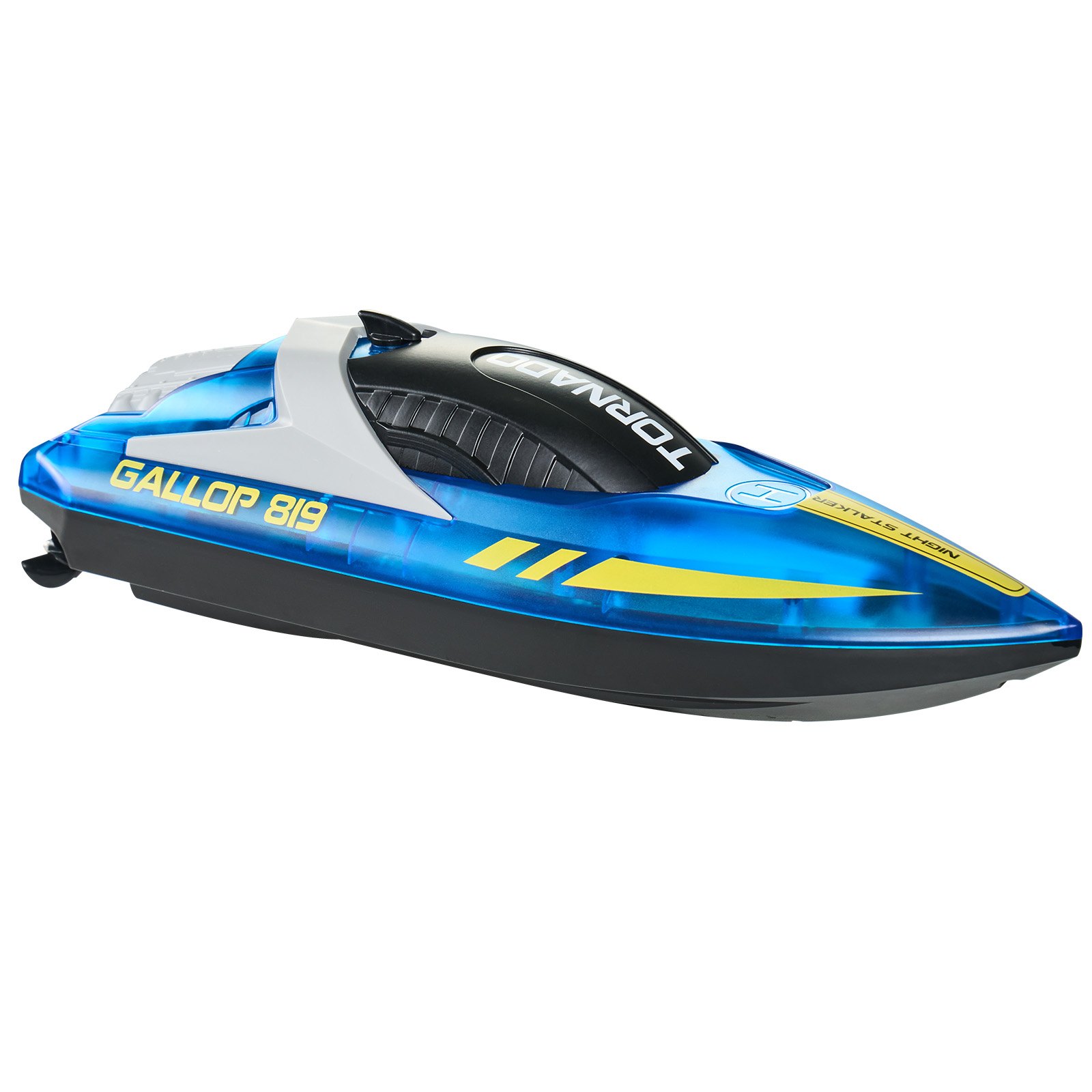 VEVOR RC Boat, 2.4GHz 12km/h, Remote Controlled Boat for Pools & Lakes, Racing Boat with LED Lights, 2 Rechargeable Batteries, Fully Waterproof, Water Toy Gift for Adults, Boys & Girls, Blue