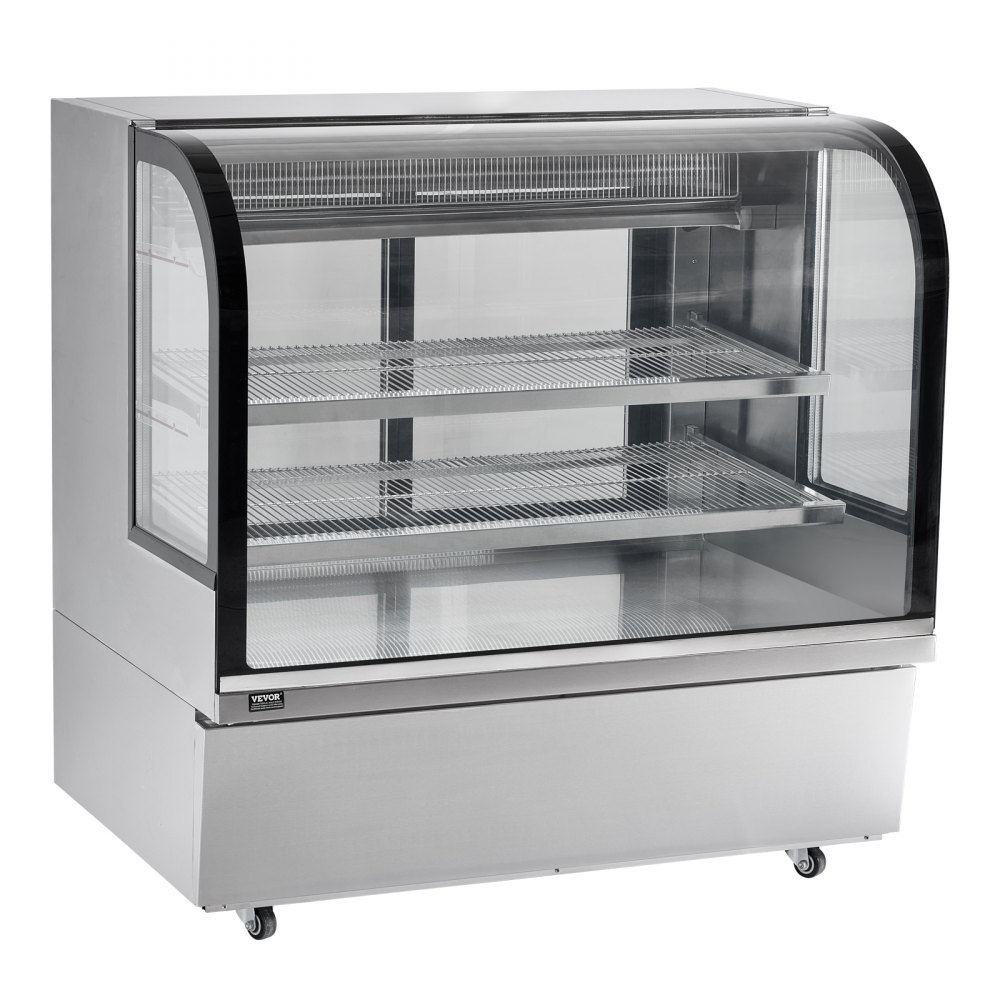 VEVOR Vitrina Refrigerada Vitrina Grande para Repostería de 505 L Refrigerador Comercial de 2 Niveles con Iluminación LED Refrigeración por Corriente Descendente Móvil con Ruedas para Panadería