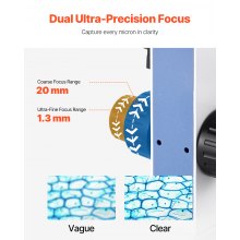 VEVOR Microscopio Compuesto con Aumento de 40-5000X Kit de Microscopio Binocular Cuerpo de Aleación de Aluminio 2 Juegos de Oculares, Luz LED, Soporte para Teléfono, para Estudiantes, Laboratorio