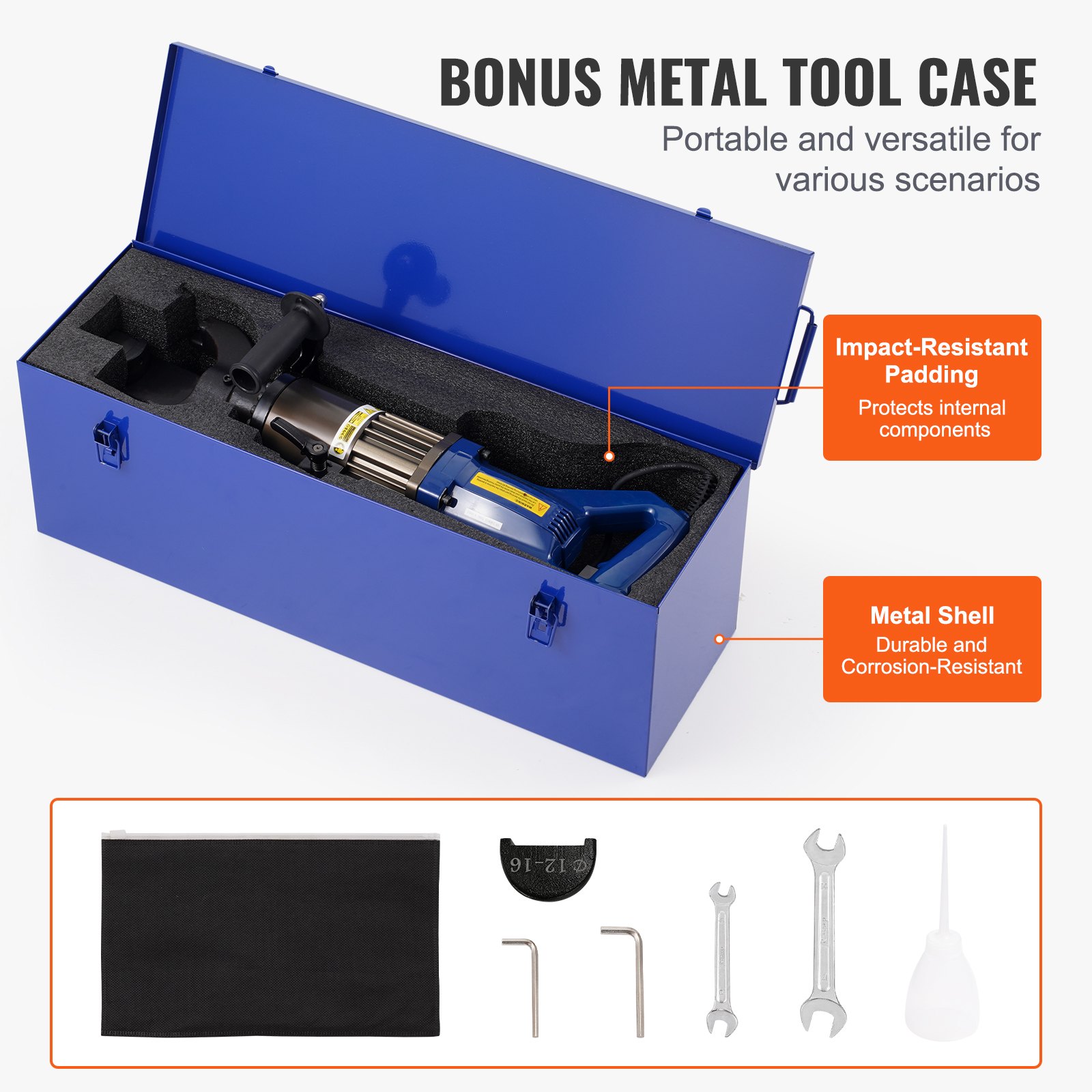 VEVOR Electric Hydraulic Rebar Bender, 1500W Rebar Bending Machine, Bends up to 12-22 mm Rebar in 4 Seconds, Bending Machine with Tool Case and Oil Can