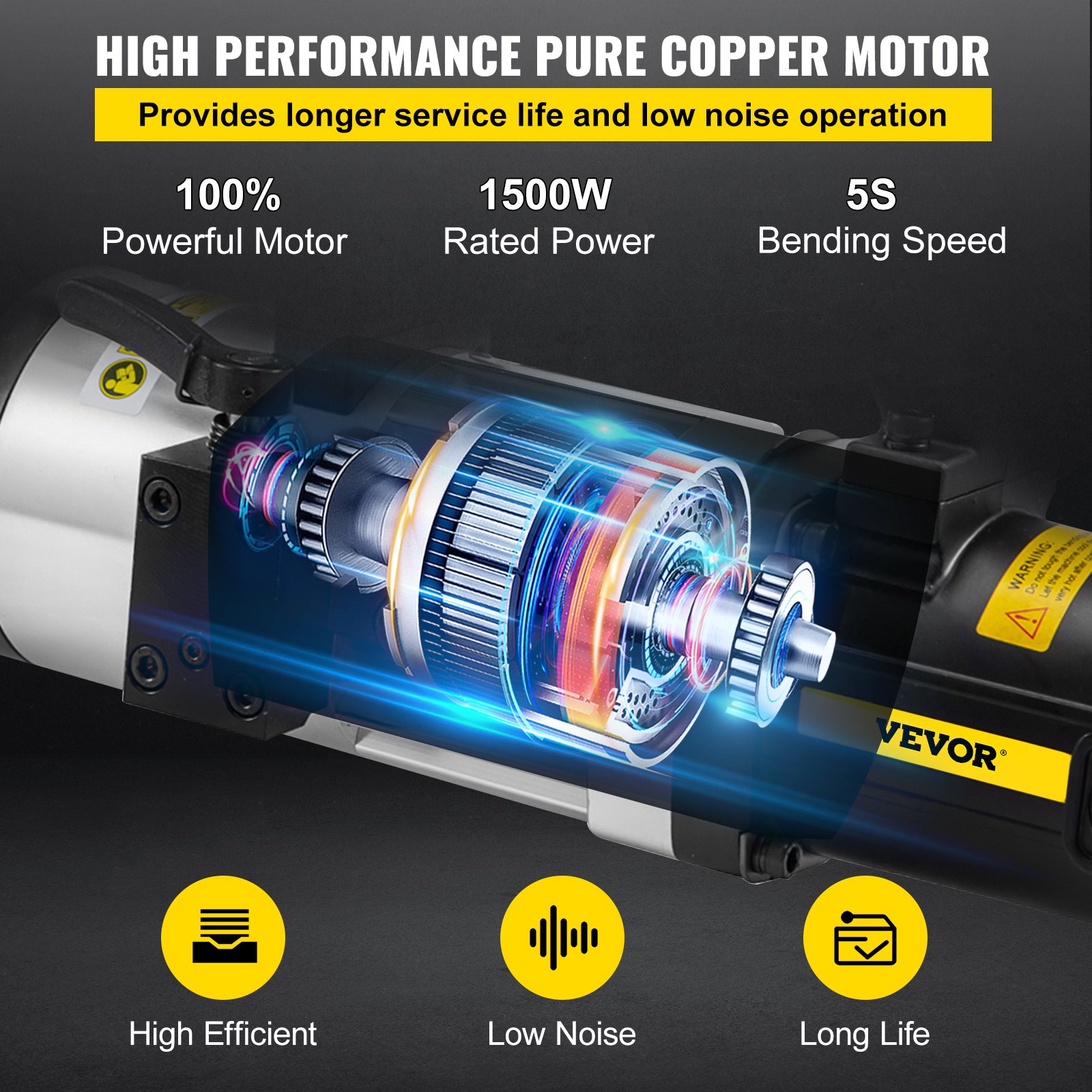 VEVOR Dobladora de Varillas de Refuerzo Hidráulica Eléctrica, 1500 W, hasta 10-25 mm en 4 Segundos, Acero de Alta Potencia con Caja de Herramientas y Lata de Aceite, Negro y Rojo, 560 x 170 x 220 mm