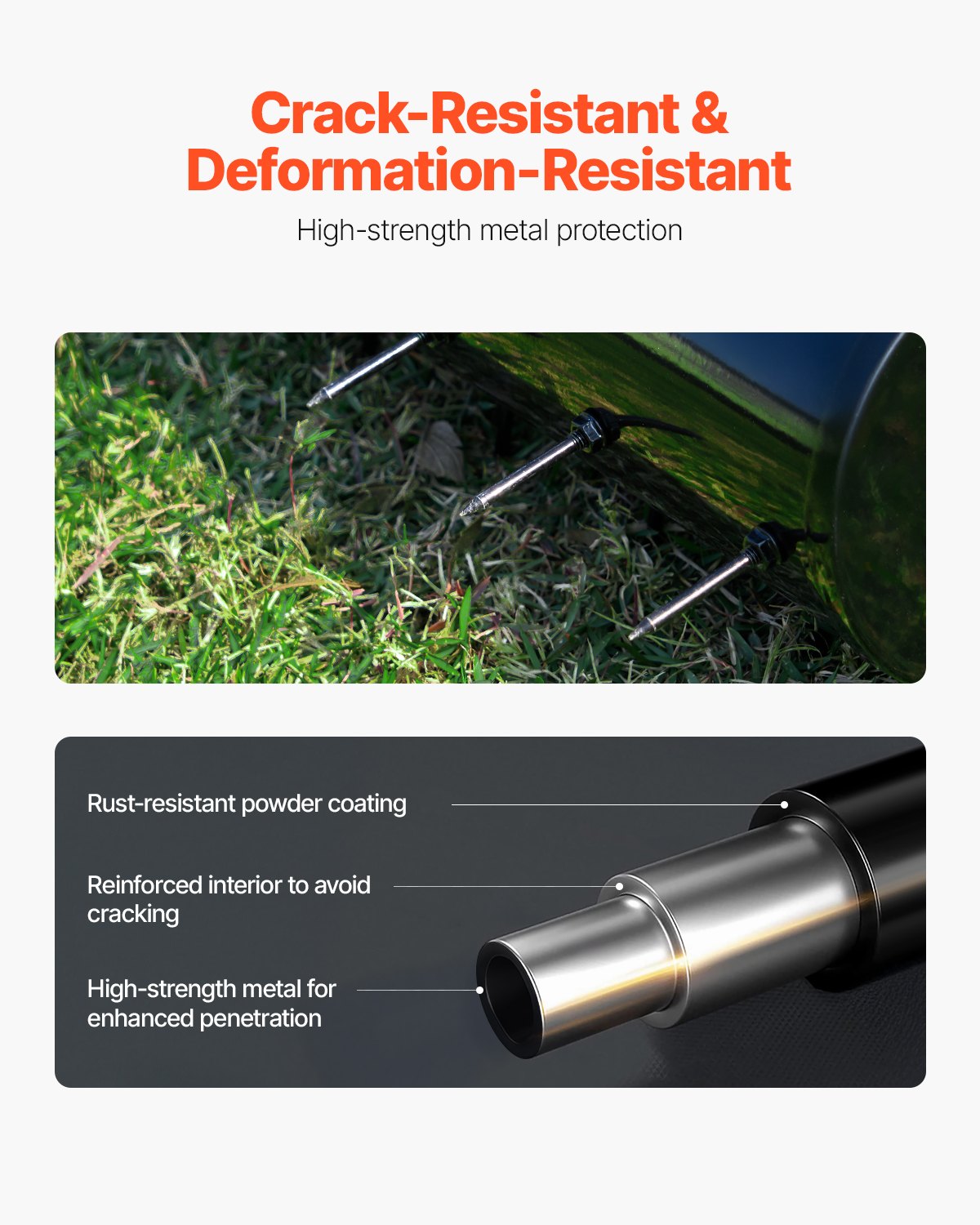 VEVOR Aireador de Césped Rodante Manual Resistente de 457,2 mm con Mango Desmontable y 27 Púas de Hierro, Herramienta de Aireación de Césped Rodante para Jardín, Suelos Compactados y Césped, Negro