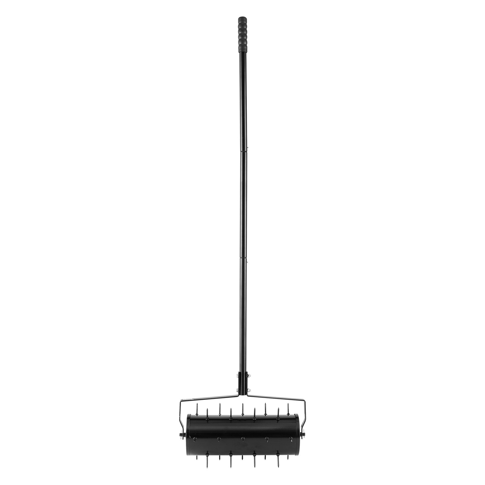 VEVOR Aireador de Césped Rodante Manual Resistente de 457,2 mm con Mango Desmontable y 27 Púas de Hierro, Herramienta de Aireación de Césped Rodante para Jardín, Suelos Compactados y Césped, Negro