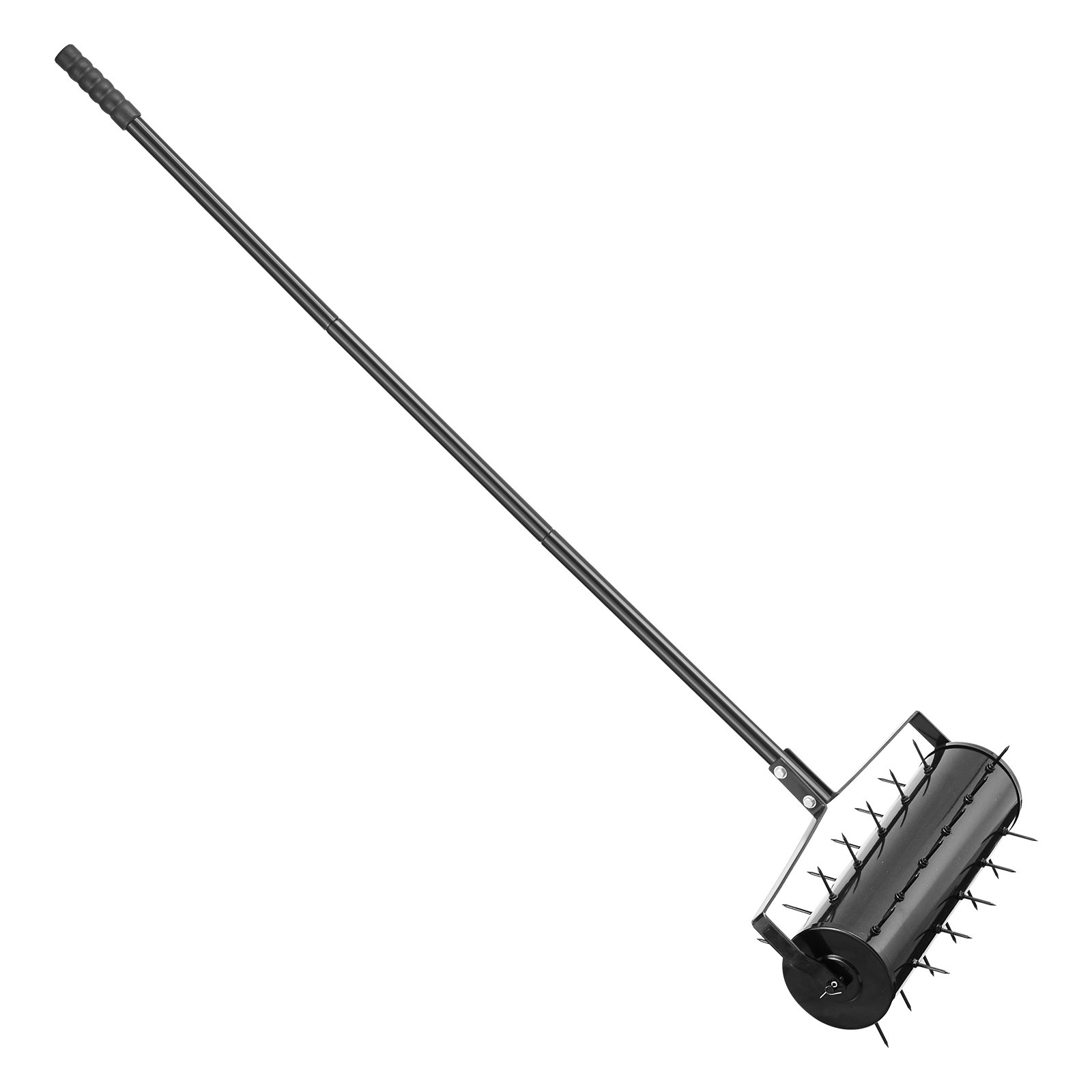 VEVOR Aireador de Césped Rodante Manual Resistente de 533,4 mm con Mango Desmontable y 33 Púas de Hierro, Herramienta de Aireación de Césped Rodante para Jardín, Suelos Compactados y Césped, Negro