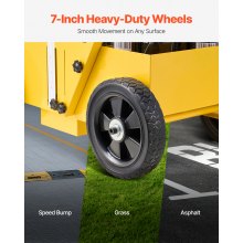 VEVOR Máquina de Marcado de Líneas 61 x 33 x 90 cm Marcadora de Líneas Resistente con 4 Ruedas Ancho de Línea Ajustable de 56-102 mm para Carreteras, Estacionamientos, Campos Deportivos, Amarillo