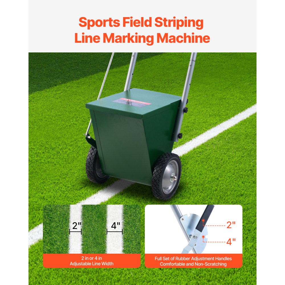VEVOR Dry Line Marker (5/10 cm lines) Dry line chalk for the field, with rubber adjustable grip, large powder capacity of 11.3 kg, for baseball and softball infield, green