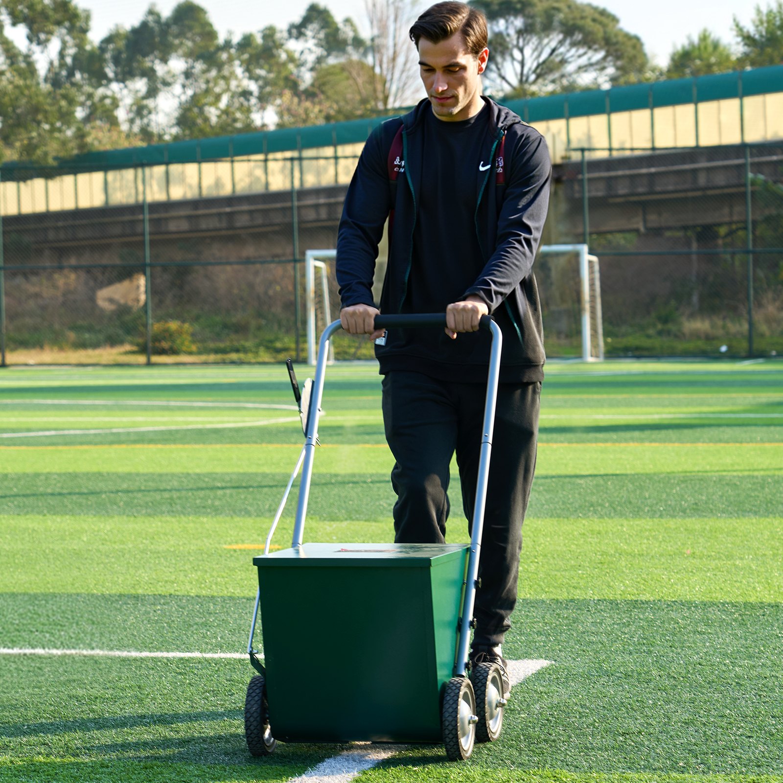 VEVOR Dry Line Marker (5/10 cm lines) Dry line chalk for the field, with rubber adjustable handle, large powder capacity of 29.5 kg, for baseball and softball infield, green