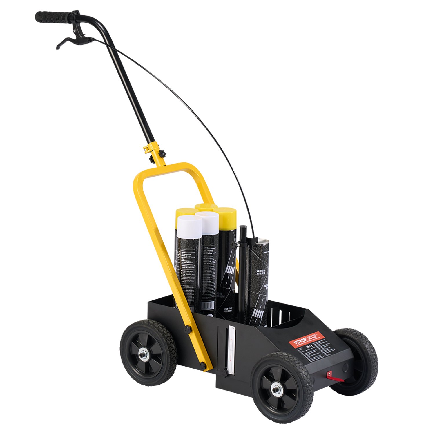 VEVOR Máquina de Marcado de Líneas de 610 x 330 x 900 mm con 4 Ruedas, Ancho de Raya Ajustable de 56-102 mm, Marcador de Línea para Carreteras, Estacionamientos, Campos Deportivos, Color Negro