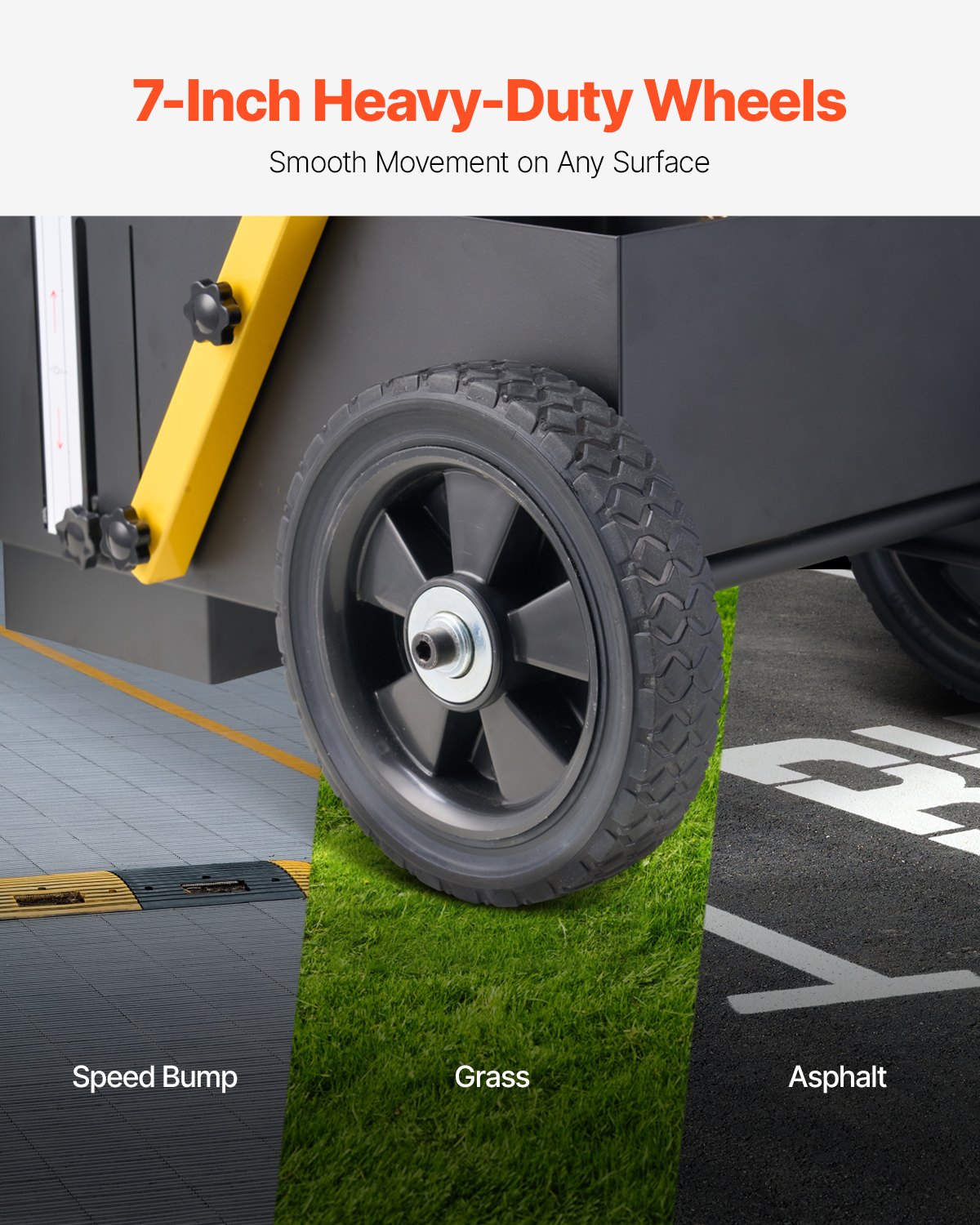 VEVOR Marking Machine, Strip Marking Machine 56-102 mm (adjustable stripe width), 61 x 33 x 90 cm, 4 wheels, heavy-duty marking machine for parking lots and sports fields, black