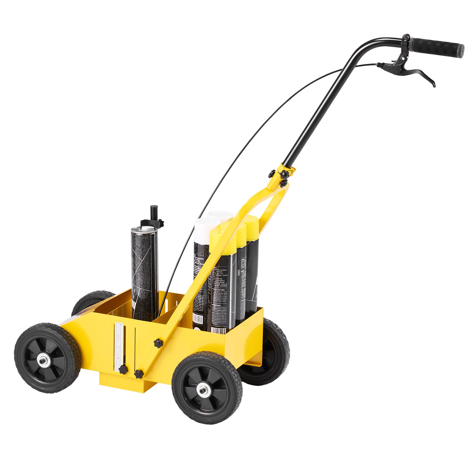VEVOR Máquina de Marcado de Líneas de 610 x 330 x 900 mm con 4 Ruedas, Ancho de Raya Ajustable de 56-102 mm, Marcador de Línea para Carreteras, Estacionamientos, Campos Deportivos, Amarillo