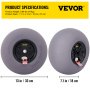 VEVOR Rueda Hinchable Neumático 33 cm TPU Neumáticos de Ruedas de Globo 2-3 PSI 4,4 kg Neumáticos de Ruedas Neumática Llanta Plástico Neumáticos de Carro Rueda Carretilla Sacos de Neumáticos