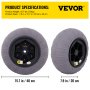 Ruedas para globo de playa VEVOR con especificaciones: 15,7&quot; de diámetro, 7,9&quot; de ancho, gris, marca VEVOR.