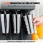 VEVOR Batidora Eléctrica Para Batidos de 3 Cabezales Batidora 1125 W 3 Velocidades de 15000/18000/21000 rpm 3 Tazas de Acero Inoxidable 820 ml Para Hacer Bebidas Batidos Té con Leche Barra Casera
