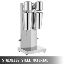 VEVOR Máquina para Hacer Batidos de Dos Vasos 800 mL, Batidora Eléctrica Mezclador Bebidas Dos Velocidades, Batidora Helados y Batidos de Acero inoxidable, Batidora con Velocidad del Motor 18000 r/min