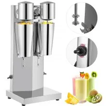 VEVOR Máquina para Hacer Batidos de Dos Vasos 800 mL, Batidora Eléctrica Mezclador Bebidas Dos Velocidades, Batidora Helados y Batidos de Acero inoxidable, Batidora con Velocidad del Motor 18000 r/min