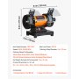 VEVOR Esmeriladora Doble 200 W, Amoladora de Banco, 8300-10600 RPM Velocidades Ajustables, Protección contra Chispas, Kit de Accesorios de 100 Piezas, Multifuncional para Madera Piedra Metal Joyería