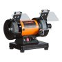 VEVOR Esmeriladora Doble 200 W, Amoladora de Banco, 8300-10600 RPM Velocidades Ajustables, Protección contra Chispas, Kit de Accesorios de 100 Piezas, Multifuncional para Madera Piedra Metal Joyería