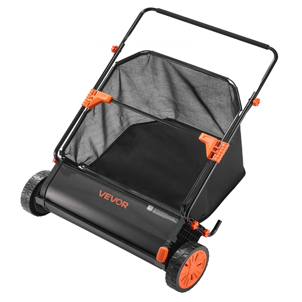 VEVOR Barredora Peinadora Césped Manual, Ancho de Trabajo de 76,2 cm, Cepillo para Césped, Bolsa de Recogida de 340 L, Cepillos Giratorios, 10 Alturas Ajustables, Limpiador para Jardín Patio Parque
