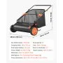 VEVOR Barredora Peinadora Césped Manual, Ancho de Trabajo de 76,2 cm, Cepillo para Césped, Bolsa de Recogida de 340 L, Cepillos Giratorios, 10 Alturas Ajustables, Limpiador para Jardín Patio Parque