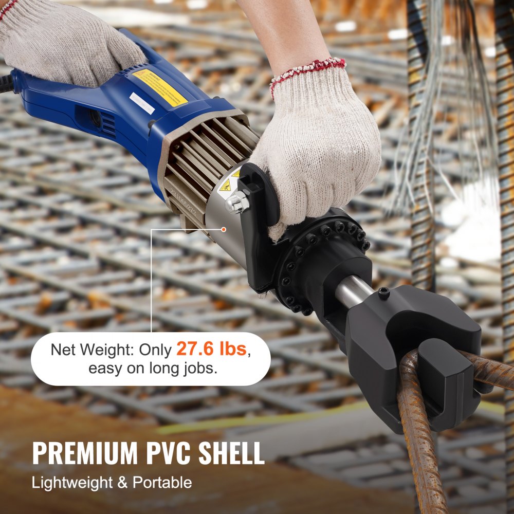 VEVOR Dobladora de Varillas de Refuerzo Hidráulica Eléctrica, 1500 W, hasta 6-20 mm en 4 Segundos, Acero de Alta Potencia con Caja de Herramientas y Lata de Aceite, Negro y Azul, 630 x 170 x 200 mm