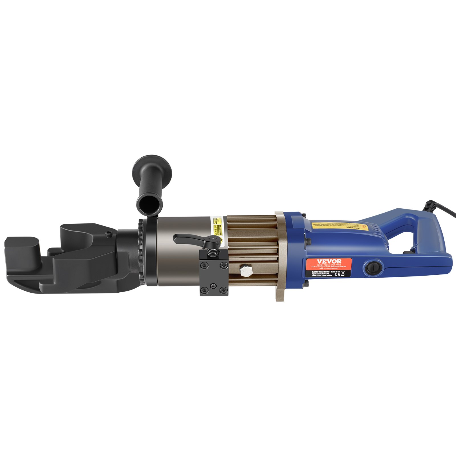 VEVOR Dobladora de Varillas de Refuerzo Hidráulica Eléctrica, 1500 W, hasta 6-20 mm en 4 Segundos, Acero de Alta Potencia con Caja de Herramientas y Lata de Aceite, Negro y Azul, 630 x 170 x 200 mm