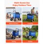 VEVOR Carro de Playa con Ruedas de Globo, Carrito Plegable Capacidad de Carga de 75 kg, con Asa Ajustable de 4 Niveles, Bolsa de Almacenamiento, para Camping, Pesca, Eventos Deportivos, Picnics