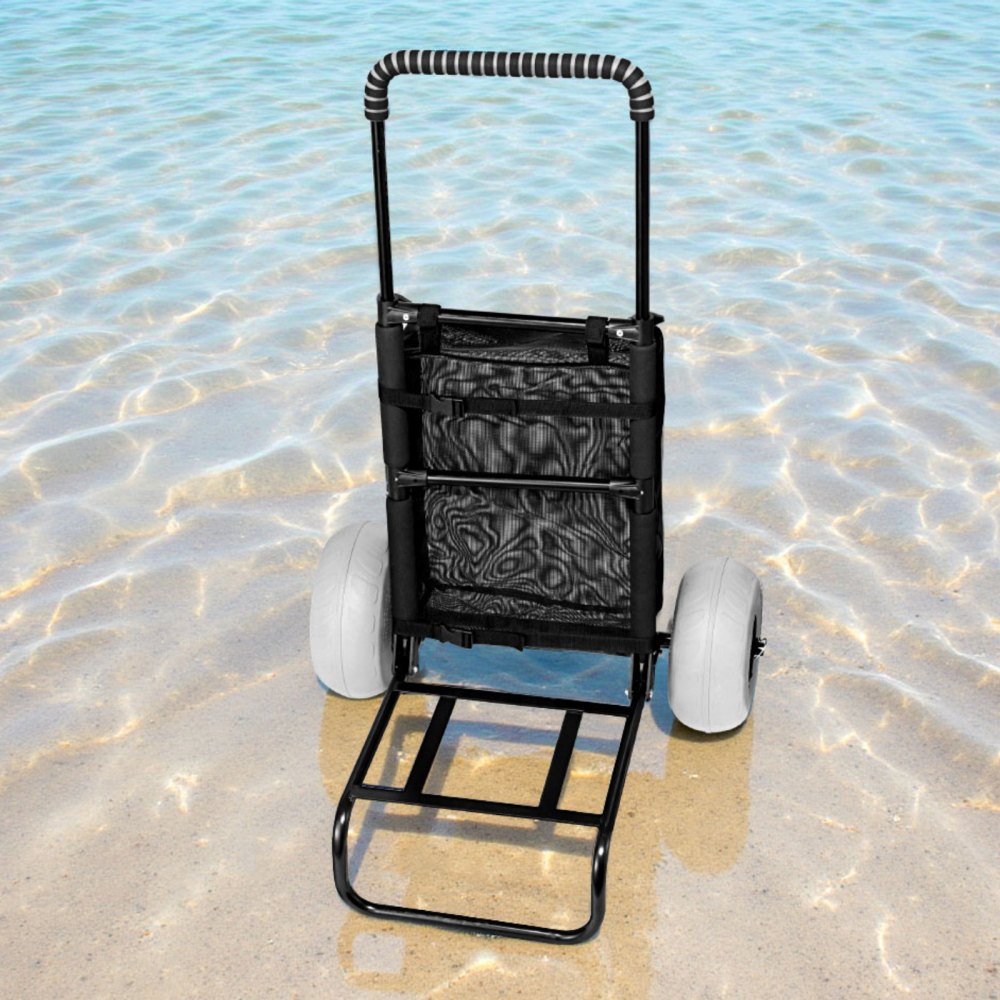 VEVOR Carrito de Playa con Ruedas Sólidas  para Arena, Plataforma de Carga de 510 x 370 mm, Carro de Arena Plegables y Altura Ajustable Carro Resistente para pícnica, Camp, Pesca, Playa, Jardinería