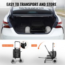 VEVOR Carrito de Playa con Ruedas Sólidas  para Arena, Plataforma de Carga de 510 x 370 mm, Carro de Arena Plegables y Altura Ajustable Carro Resistente para pícnica, Camp, Pesca, Playa, Jardinería