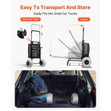 VEVOR Carrito de Playa con Ruedas Sólidas  para Arena, Plataforma de Carga de 510 x 370 mm, Carro de Arena Plegables y Altura Ajustable Carro Resistente para pícnica, Camp, Pesca, Playa, Jardinería