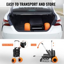 VEVOR Carro de Playa con Ruedas de Espuma 30,5 cm Carro de Transporte 76x39 cm Capacidad de Carga 75 kg Altura Regulable de 82-128,5 cm Carretilla de Mano para Acampar, Pícnic, Barbacoa al Aire Libre