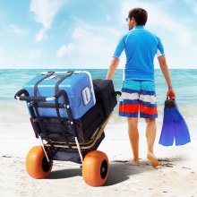 VEVOR Carro de Playa con Ruedas de Espuma 30,5 cm Carro de Transporte 76x39 cm Capacidad de Carga 75 kg Altura Regulable de 82-128,5 cm Carretilla de Mano para Acampar, Pícnic, Barbacoa al Aire Libre
