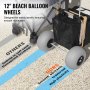 VEVOR Carrito de Playa con Ruedas Sólidas de PE Grandes para Arena, Plataforma de Carga de 760 x 390 mm, Carro de Arena Plegable, Carro Resistente para pícnica, Camp, Pesca, Playa, Jardinería