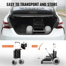 VEVOR Carrito de Playa con Ruedas Sólidas de PE Grandes para Arena, Plataforma de Carga de 760 x 390 mm, Carro de Arena Plegable, Carro Resistente para pícnica, Camp, Pesca, Playa, Jardinería