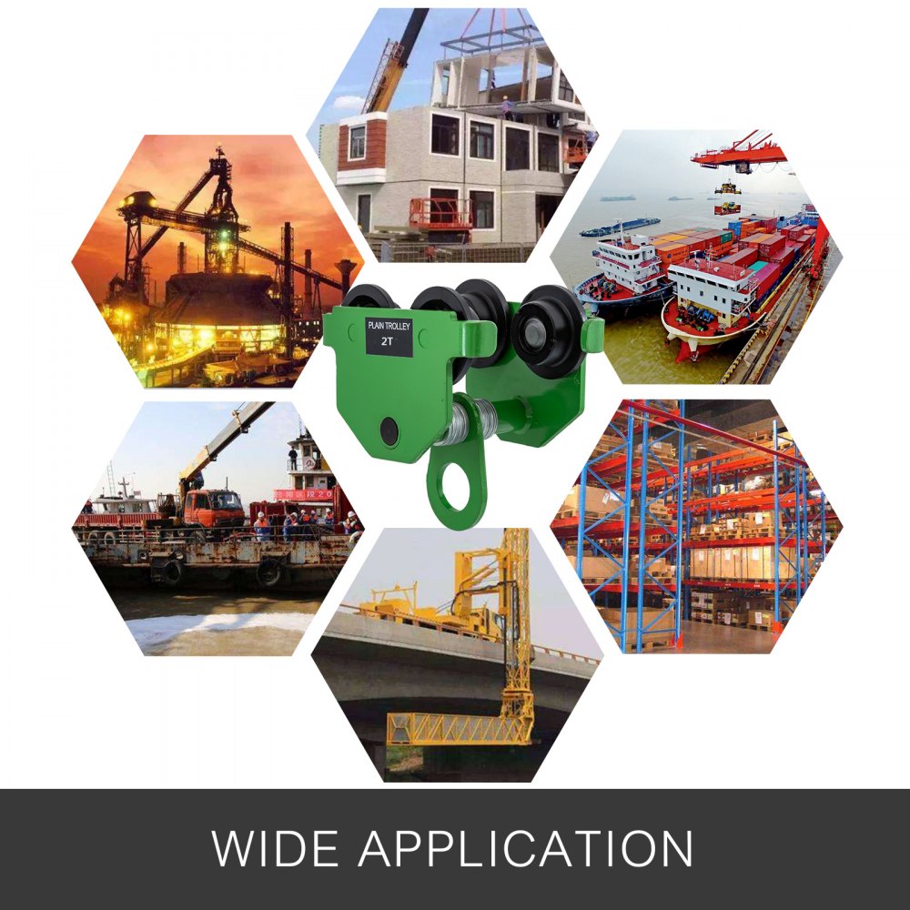 2t/4400lbs Push Beam Trolley Carro Manual Con 3m/10ft Cadena