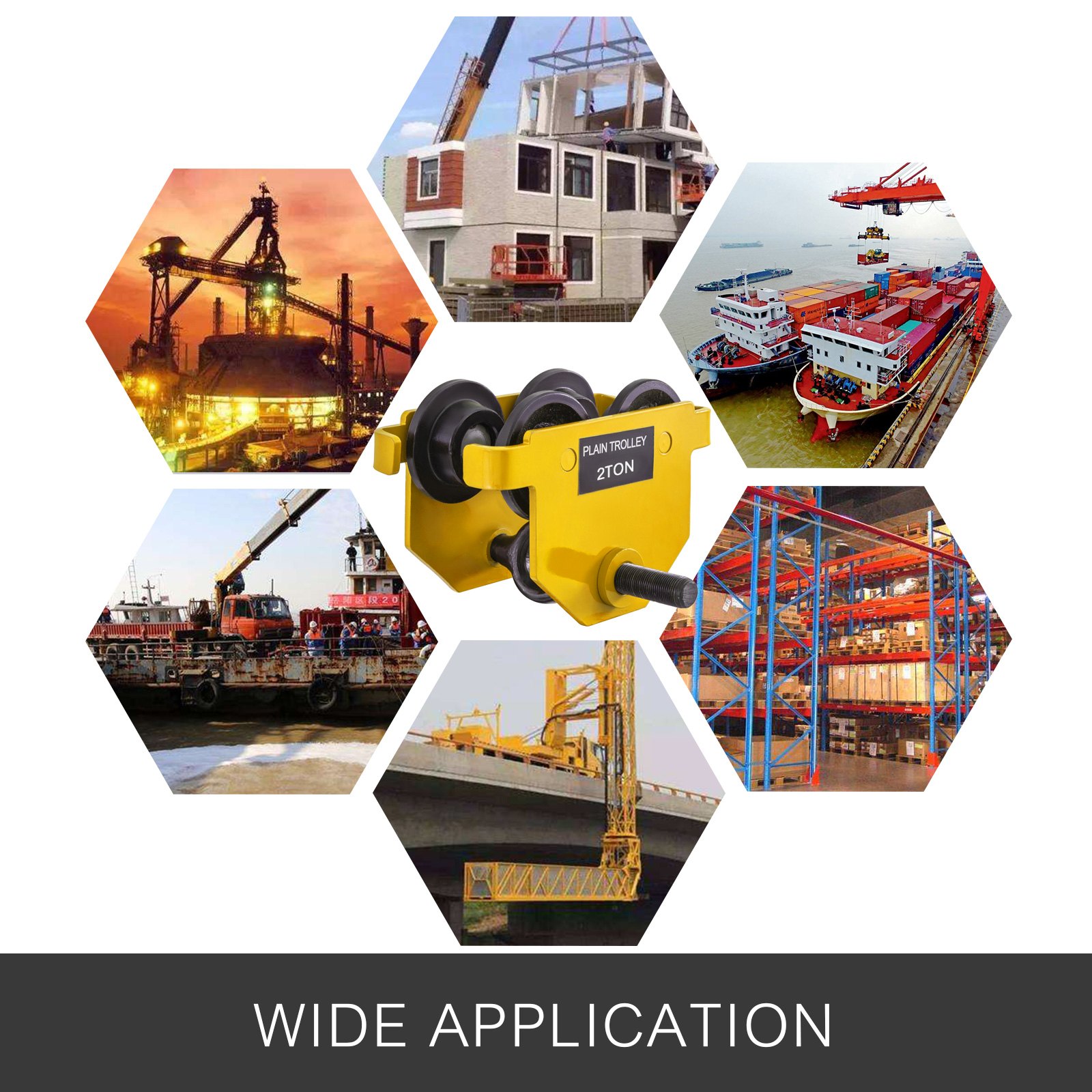 2t Carro De Empuje Manual Rodamiento Ajustable Push Carro Elevación De Grúa