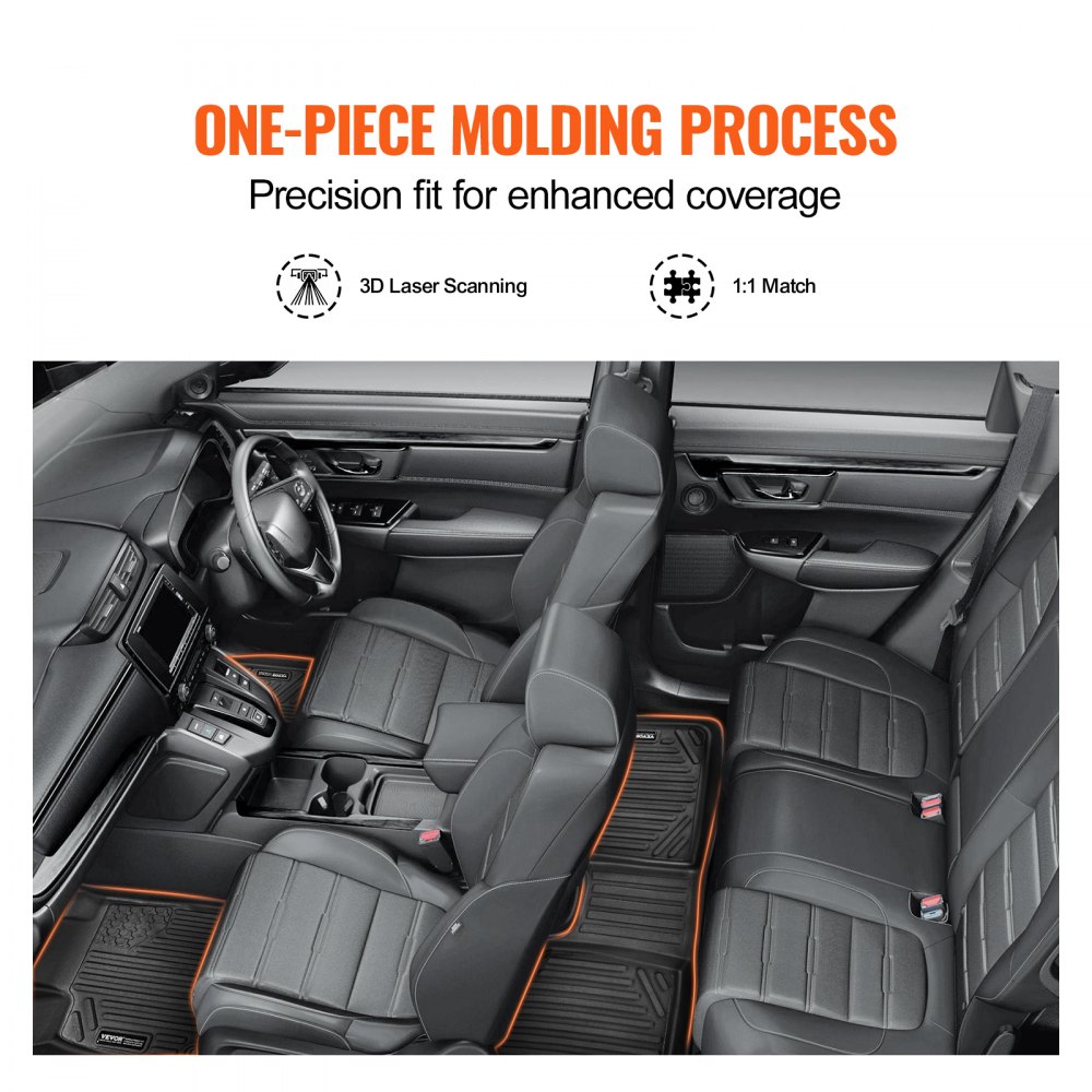 VEVOR Alfombrillas para el Suelo de Coche, Honda CR-V(Modelos Híbridos) 2017-2022, 3 Piezas de Revestimientos para la Primera y Segunda Fila, TPE, para Todo Tipo de Clima, Fácil de Limpiar, Negro