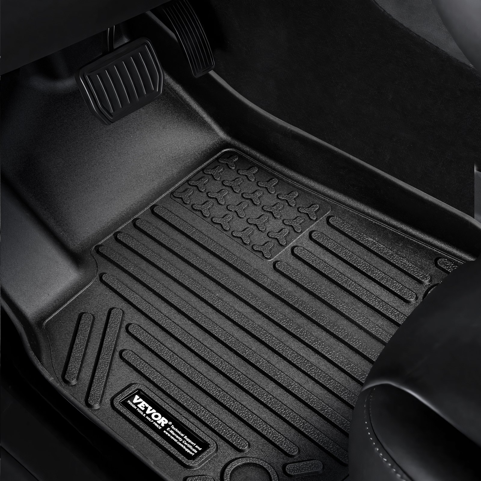VEVOR Alfombrillas para el Suelo de Coche, Tesla Model Y 2021-2024, 3 Piezas de Revestimientos para la Primera y Segunda Fila, TPE, para Todo Tipo de Clima, Fácil de Limpiar y Seguro para SUV, Negro